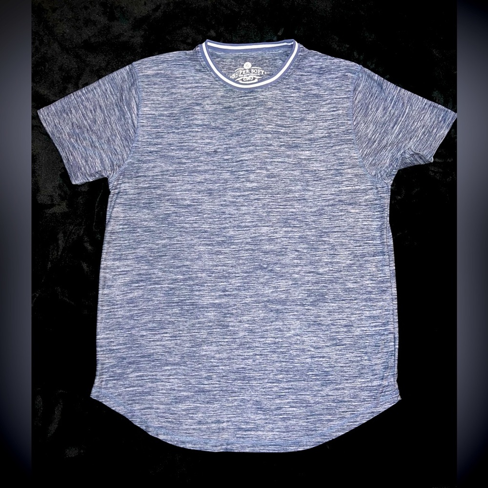 Raw Yarn Mens Size XL Blue Heather Super Soft Short Sleeve T-Shirt